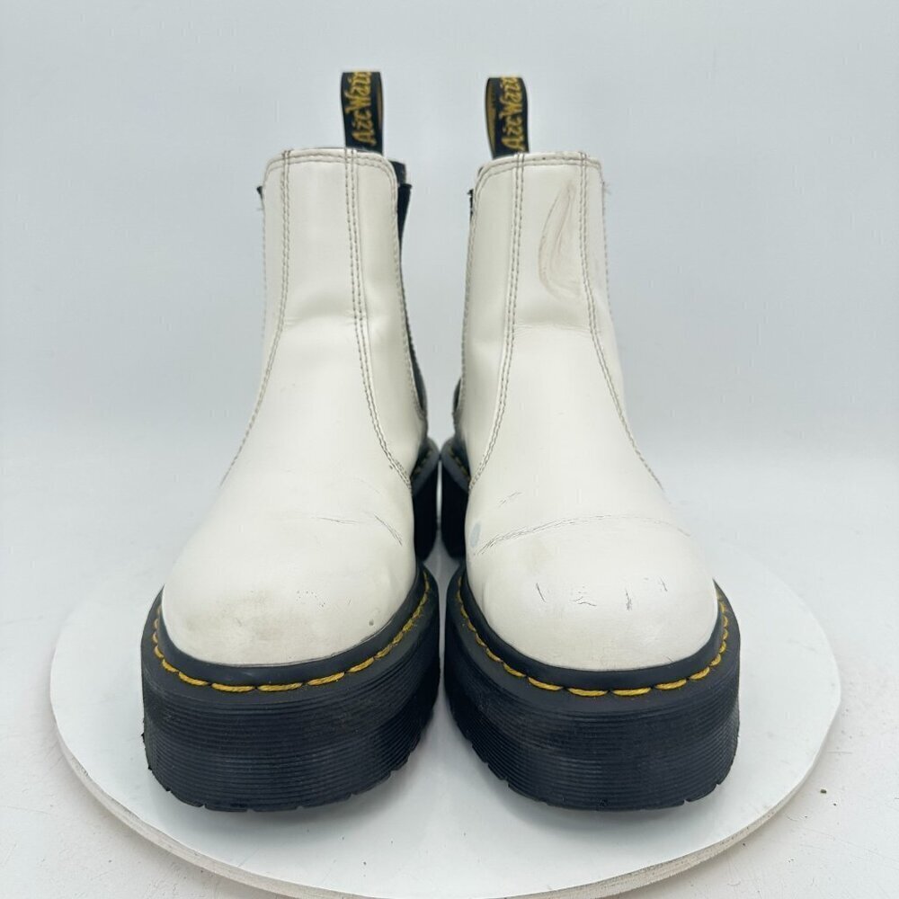 Dr. Martens 2976 Quad Women Size 7 White Leather Elastic Platform Chelsea Boot - Picture 2 of 11